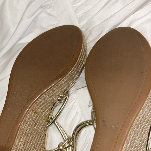 PRADA Gold Leather Strappy Wedged Sandals-39.5 - Picture 14 of 14